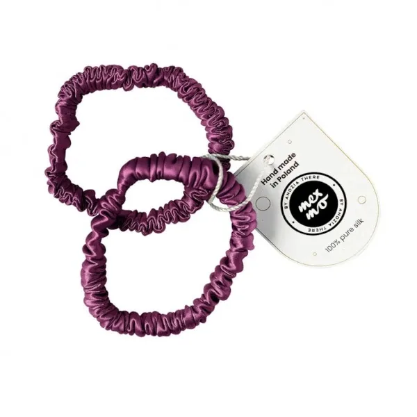 Резинки для волос Mexmo Scrunchie Small шёлковые тонкие, Plum, ширина 1 см, 2 шт