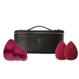 Подарочный набор M BRUSH by Maxineczka косметичка Weekender Bag черная + пуховки Powder Puff Trio 3 шт + спонж для макияжа Burgundy — фото 1