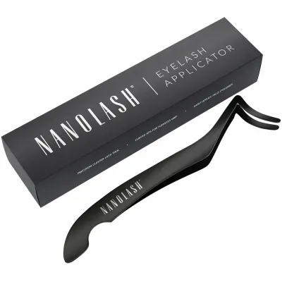 Аппликатор для накладных ресниц Nanolash Eyelash Applicator для пучков, анатомическая форма кончика, чёрный сатиновый корпус