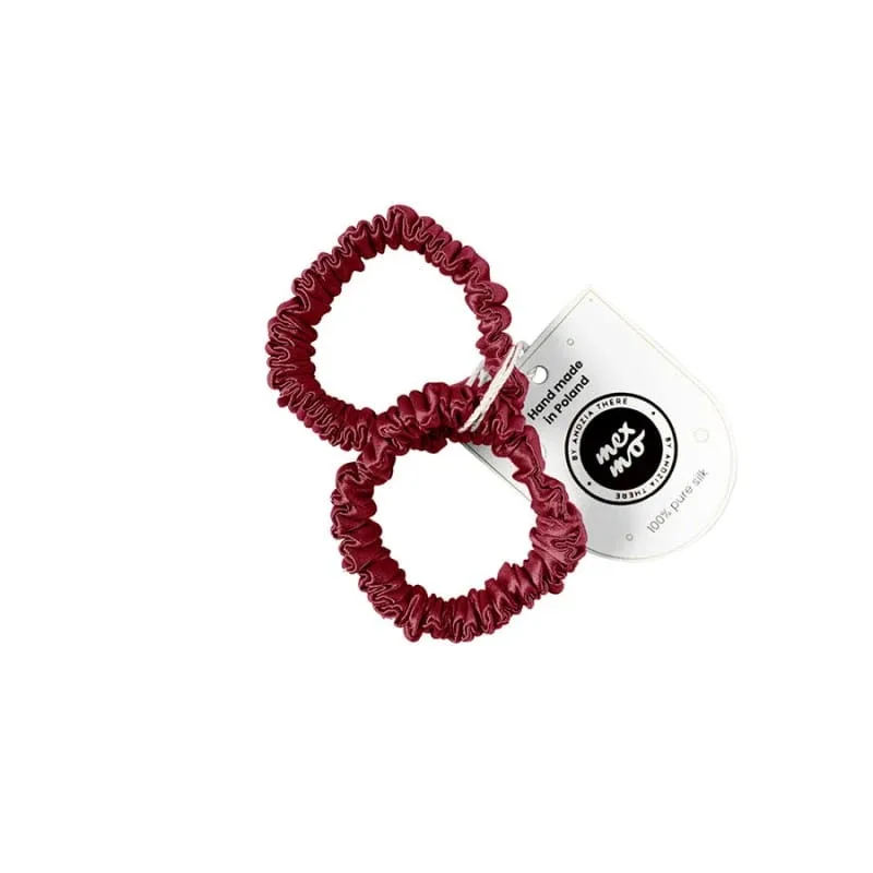 Резинки для волос Mexmo Scrunchie Mini шёлковые тонкие, бордовые Burgundy, 2 шт