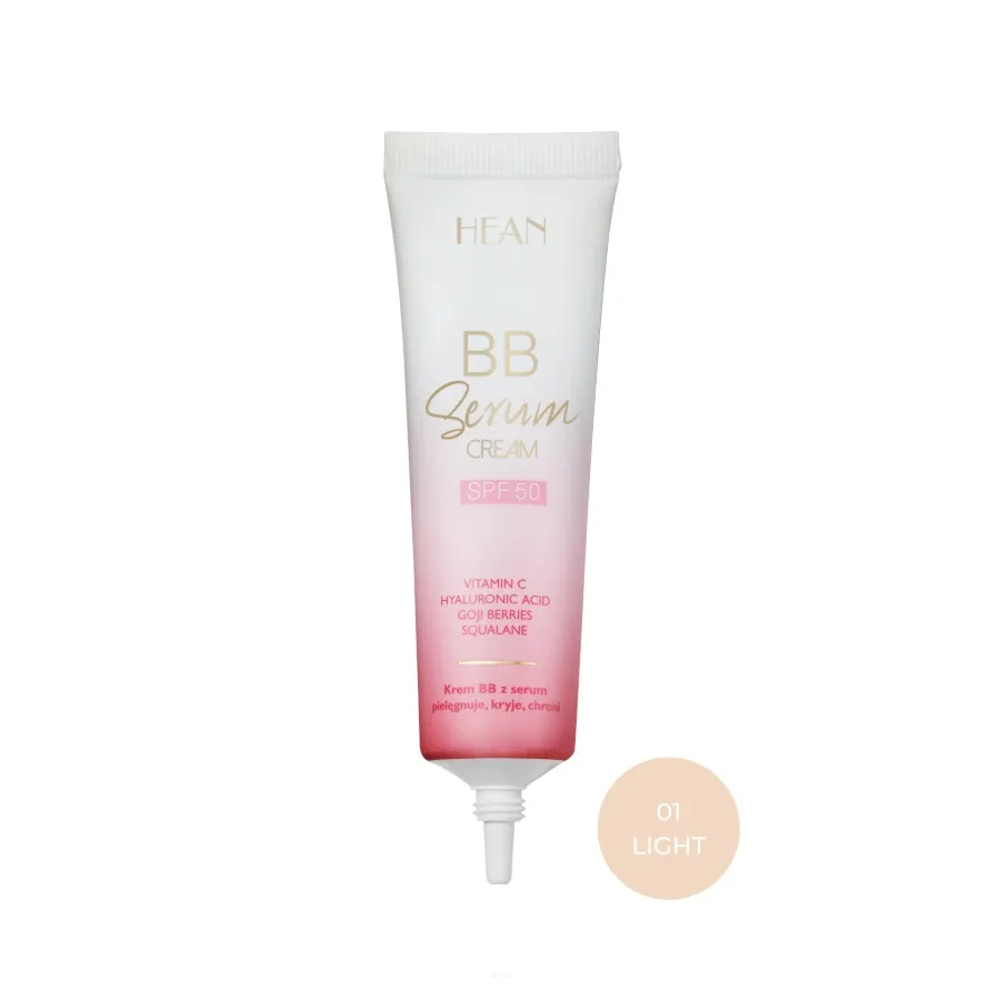 BB-крем Hean BB Serum SPF 50 оттенок Light 01 средняя плотность покрытия, сатиновый финиш, 30 мл