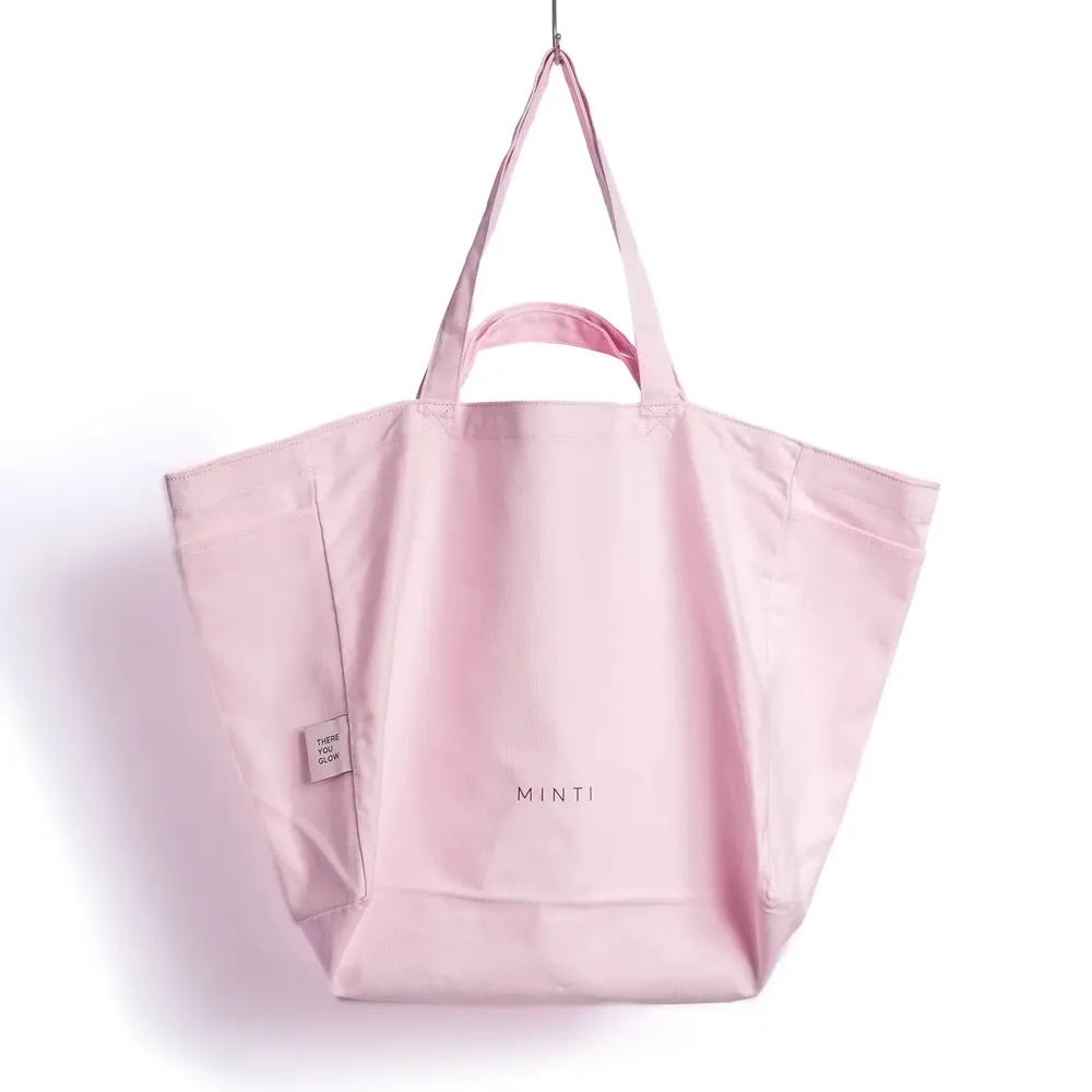 Сумка-шопер MINTI Collection Shopper Bag Pink хлопковая розовая, две пары ручек, карман на молнии, 47x22x38 см