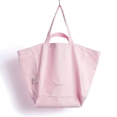 Сумка-шопер MINTI Collection Shopper Bag Pink хлопковая розовая, две пары ручек, карман на молнии, 47x22x38 см