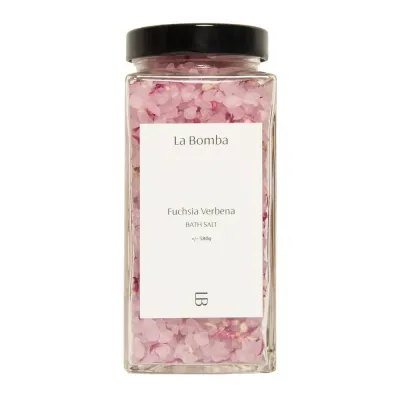 Соль для ванны La Bomba Fuchsia Verbena с фиолетовой французской глиной, фуксия и вербена, 580 г