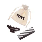 Набор аксессуаров для волос MilkyMane Essential Set CHOCO гребень и заколка классической формы, мешочек — фото 1