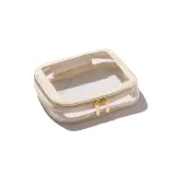 Косметичка дорожная MINTI Collection Travel Bag Medium Vanilla прозрачная, ванильный кант, молния, 19x15 см — фото 1