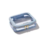 Косметичка дорожная MINTI Collection Travel Bag Medium Light Blue прозрачная, голубой кант, молния, 19x15 см — фото 1