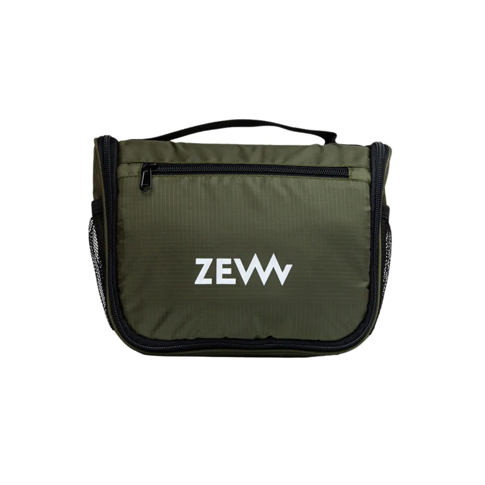 Косметичка дорожная мужская Zew For Men многофункциональная оливковая, зеркало, крючок для подвешивания, 20x25 см в сложенном виде
