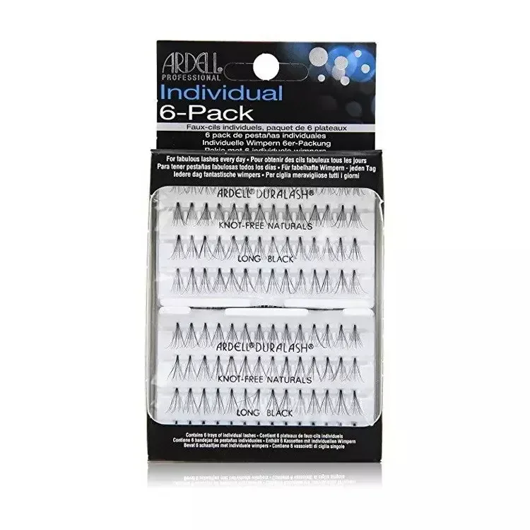 Ресницы накладные пучковые Ardell Individual 6-Pack LONG Black черные, длина LONG, натуральный волос, 6 комплектов по 56 пучков