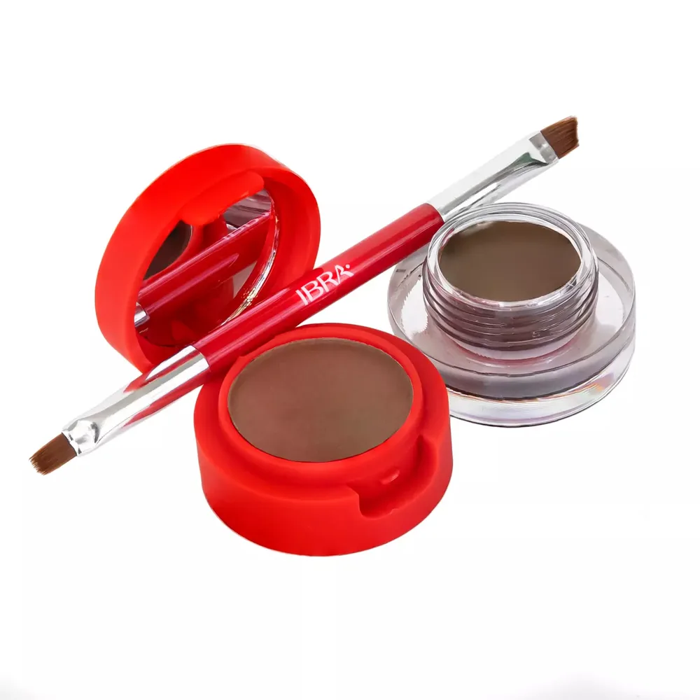 Помада и тени для бровей Ibra Eyebrow Pomade & Powder 2 в 1, с зеркалом и кистью, оттенок Brown