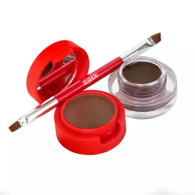 Помада и тени для бровей Ibra Eyebrow Pomade & Powder 2 в 1 с зеркалом и кистью, оттенок Dark Chocolate