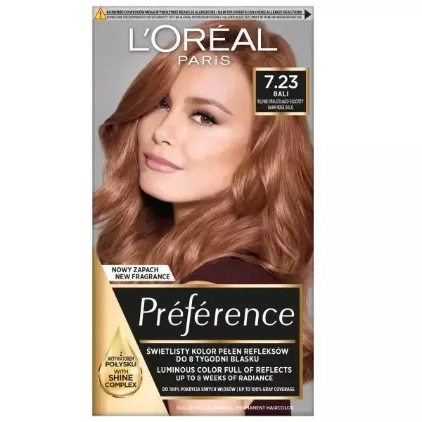 Крем-краска для волос L'Oreal Paris Recital Preference с активатором блеска, тон 7.23 Бали