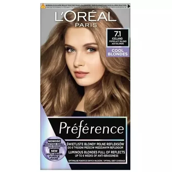 Крем-краска L'Oreal Paris Preference Cool Blondes 7.1 Iceland стойкая холодный оттенок