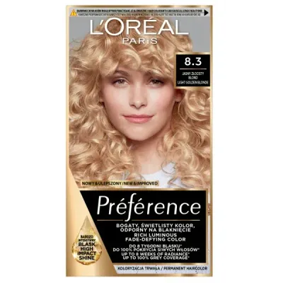 Краска для волос L'Oreal Paris Preference стойкая, оттенок 8.3 Cannes светло-русый золотистый