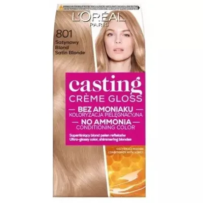 Краска для волос L'Oreal Paris Casting Creme Gloss сатиновый блонд без аммиака тон 801