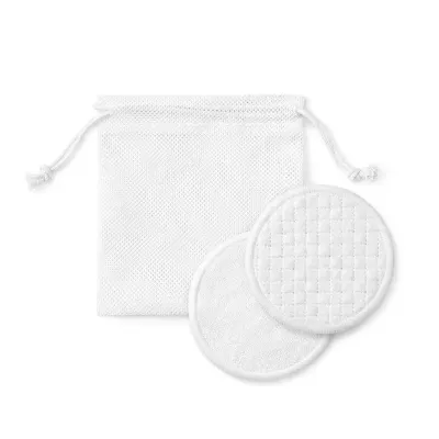 Диски для снятия макияжа KIKO Milano Make Up Remover Cleansing Pads многоразовые хлопковые, 3 гладких и 3 сетчатых, мешочек для хранения, 6 шт