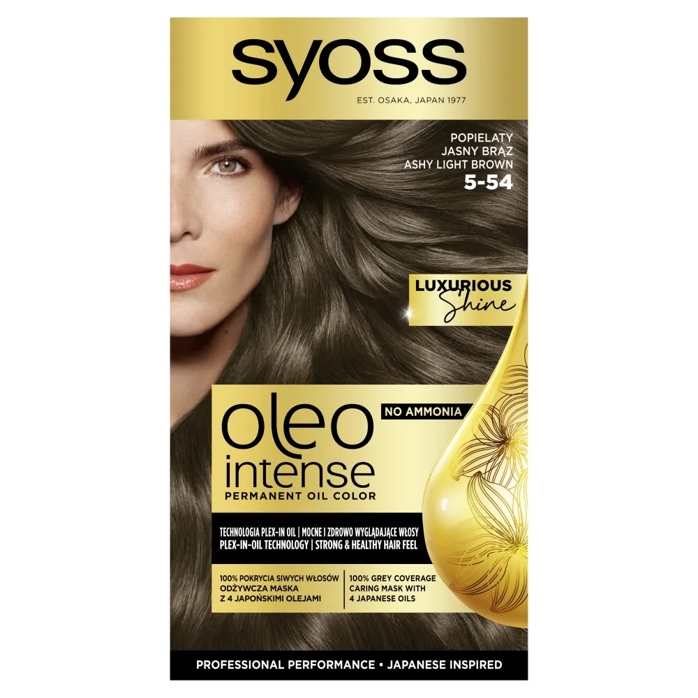 Краска для волос Syoss Oleo Intense стойкая без аммиака, оттенок 5.54 Пепельно-светлый каштановый