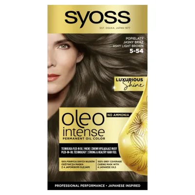 Краска для волос Syoss Oleo Intense стойкая без аммиака, оттенок 5.54 Пепельно-светлый каштановый