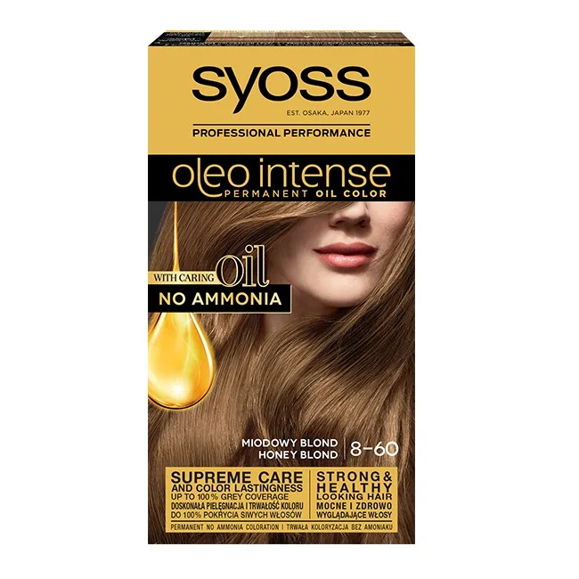 Краска для волос Syoss Oleo Intense стойкая с маслами без аммиака тон 8-60 Медовый блонд