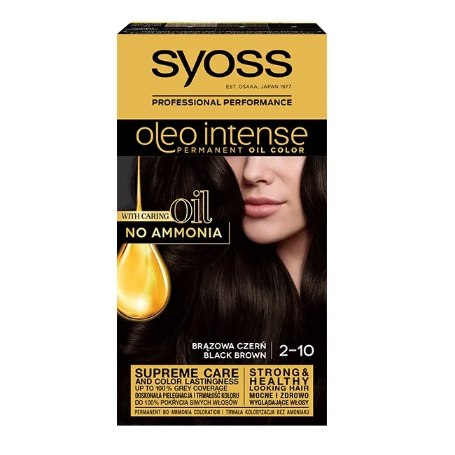 Краска для волос Syoss Oleo Intense стойкая без аммиака, оттенок 2.10 Коричнево-чёрный