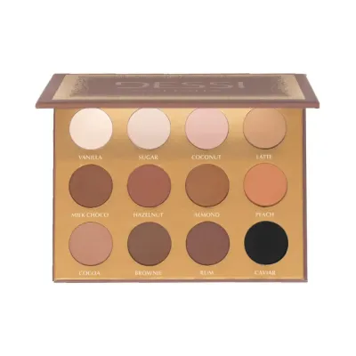 Палетка теней для век Dessi Cosmetics Matte 12 матовых оттенков, коричнево-бежевая гамма