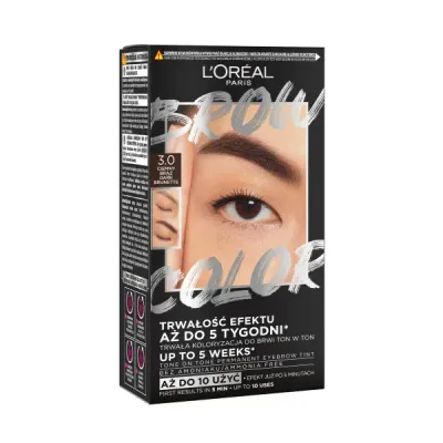Краска для бровей L'Oreal Paris Brow Color 3.0 Dark Brunette набор с окисляющим кремом, пластинкой для смешивания и аппликатором