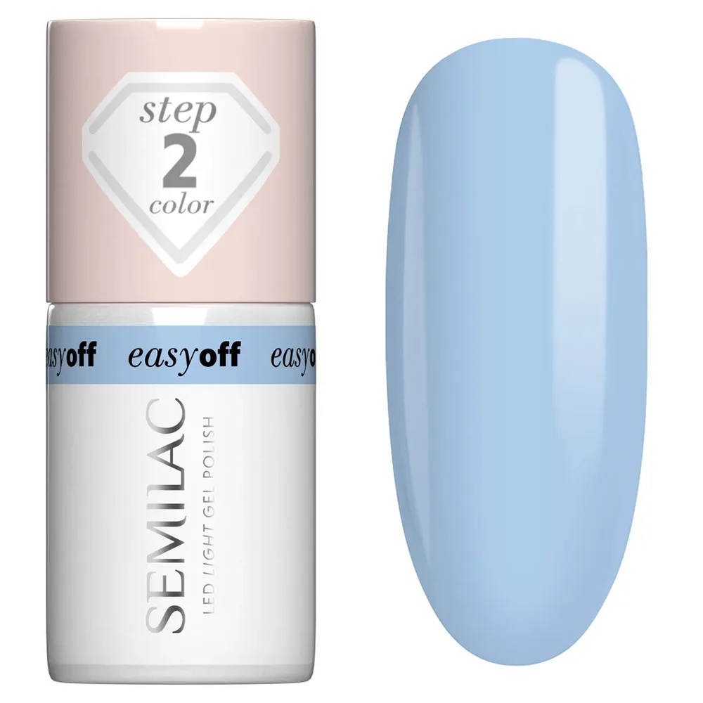 Лак для ногтей Semilac Easy Off LED Light Azul Blue глубокий синий, снятие без опила, 7 мл
