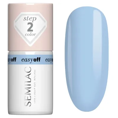 Лак для ногтей Semilac Easy Off LED Light Azul Blue глубокий синий, снятие без опила, 7 мл