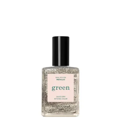 Лак для ногтей Manucurist Green METALLIC холодное золото, металлический блеск, 15 мл