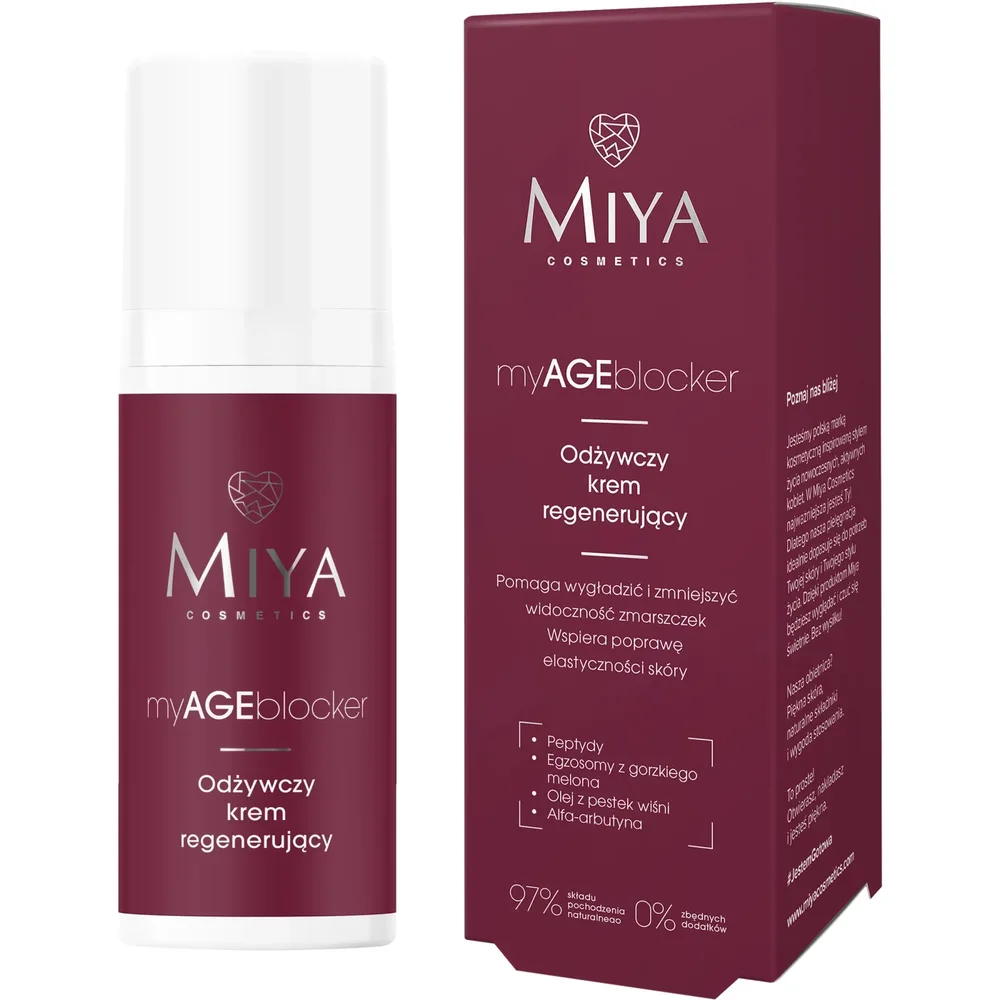 Крем для лица Miya myAGEblocker питательный регенерирующий с пептидами, для зрелой кожи, 50 мл