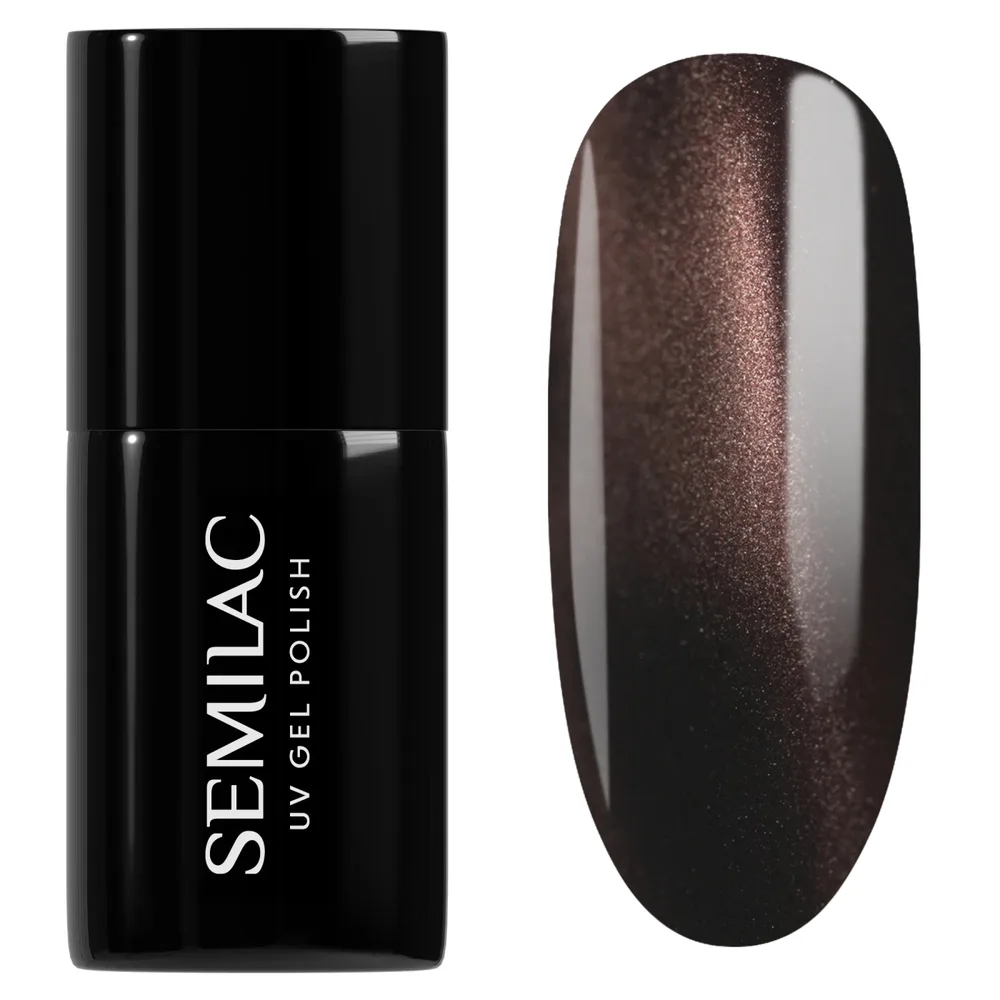 Гель-лак Semilac Inner Glow Chocolate Gloss 965 тёмный холодный коричневый, магнитный блеск, 7 мл
