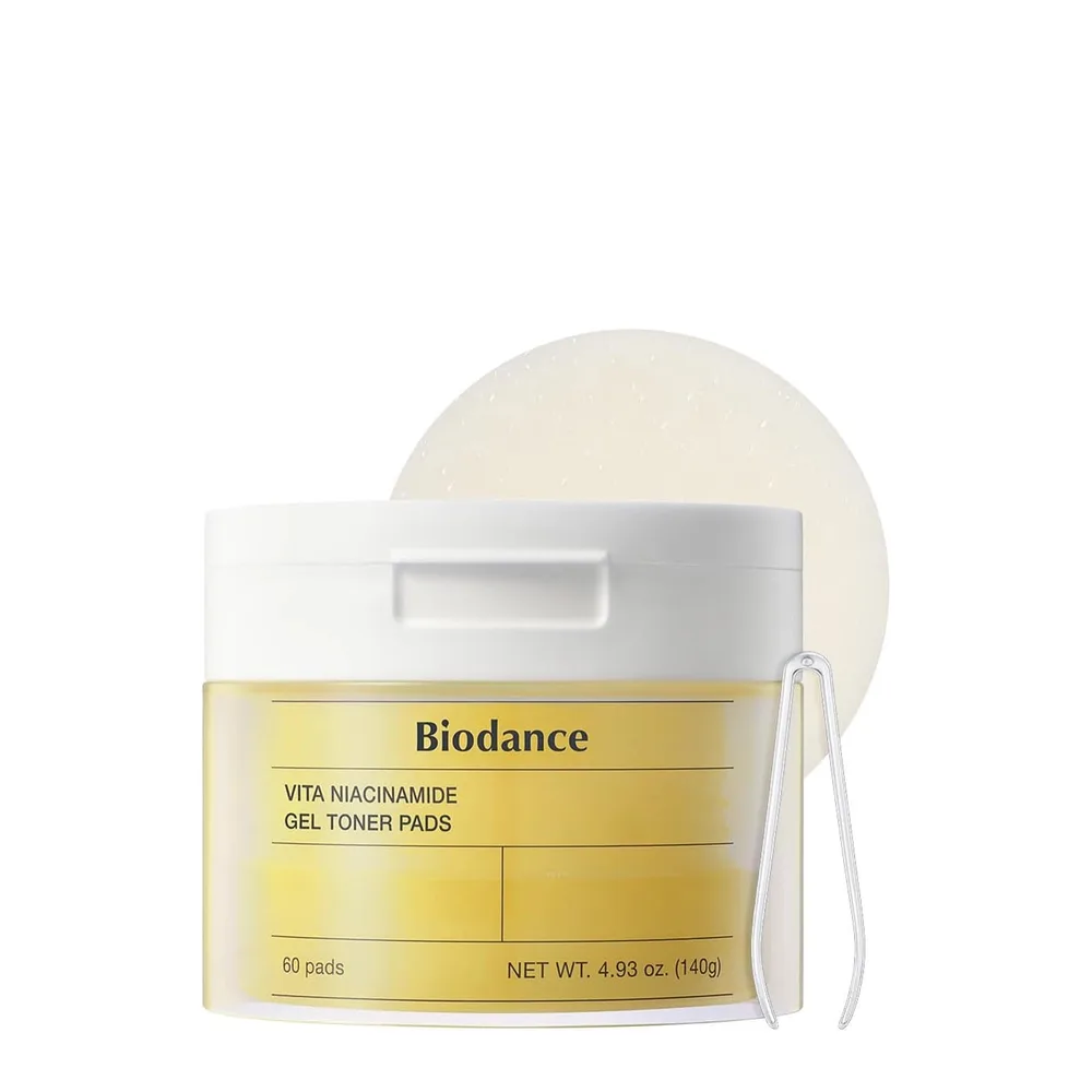 Пэды для лица Biodance Vita Niacinamide Gel Toner Pads тонизирующие гелевые с ниацинамидом, для сияния и ровного тона, 60 шт