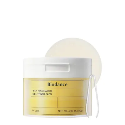 Пэды для лица Biodance Vita Niacinamide Gel Toner Pads тонизирующие гелевые с ниацинамидом, для сияния и ровного тона, 60 шт