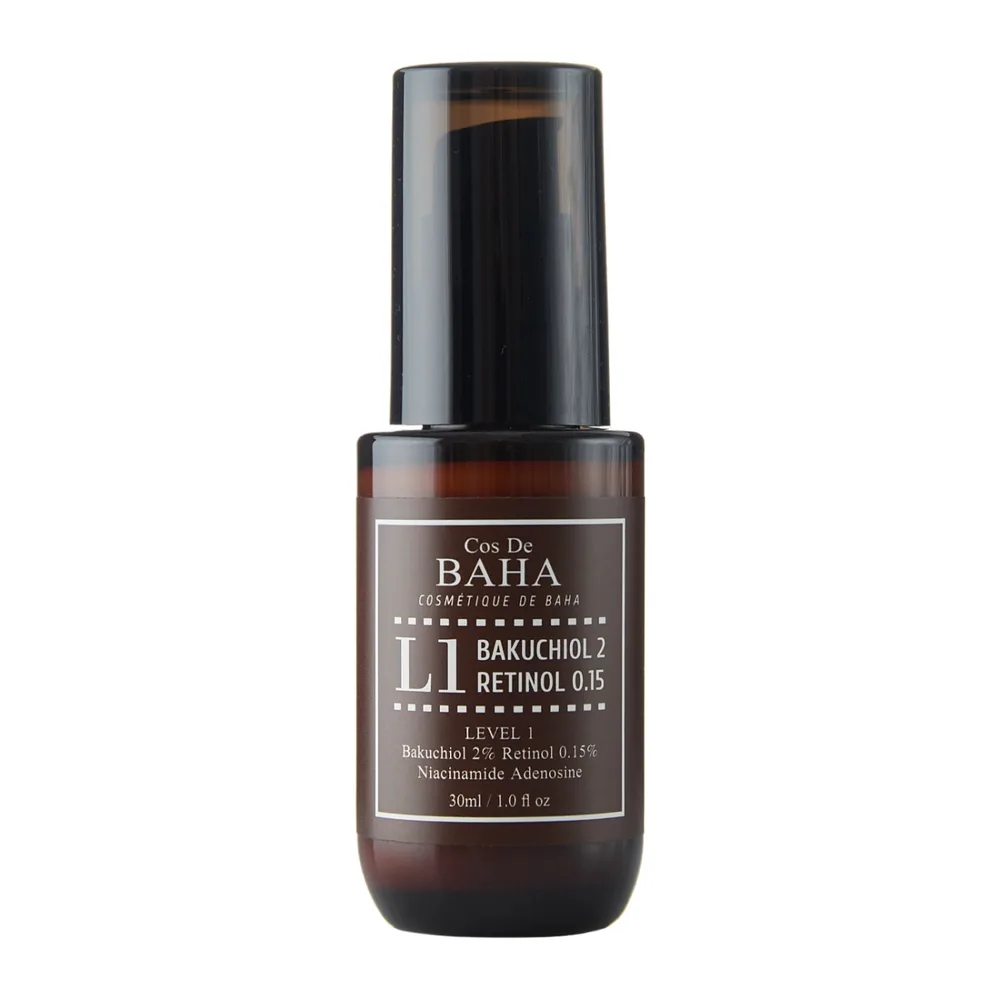 Сыворотка для лица Cos De BAHA L1 Bakuchiol & Retinol Serum с бакучиолом и ретинолом, для зрелой кожи, от морщин, 30 мл