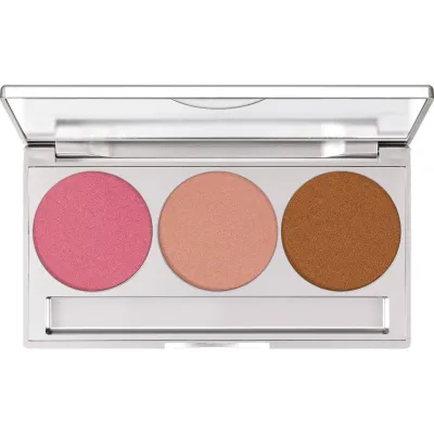 Палетка пудр хайлайтеров Kryolan Glamour Glow Trio 1 Blush Mauve 3 оттенка, с зеркалом, 9 г