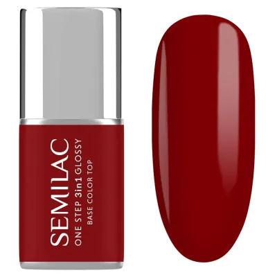 Гель-лак для ногтей Semilac One Step 3 в 1 Glossy глубокий красный глянцевый, оттенок Dark Red, 7 мл