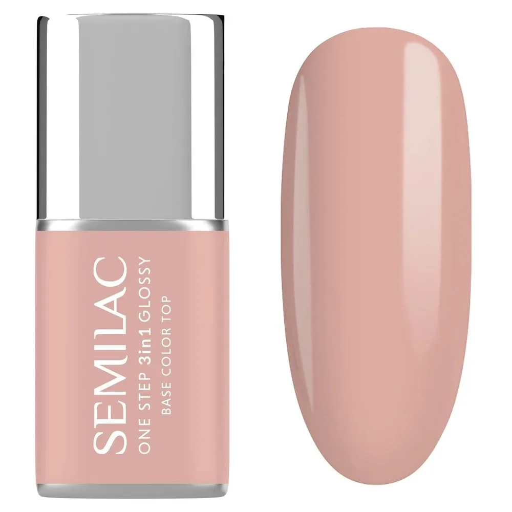 Гель-лак для ногтей Semilac One Step 3 в 1 Glossy светлый персиковый нюд, оттенок Light Peach, 7 мл