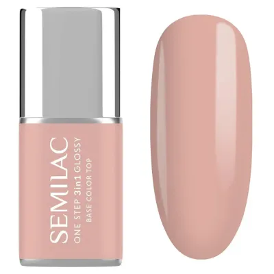Гель-лак для ногтей Semilac One Step 3 в 1 Glossy светлый персиковый нюд, оттенок Light Peach, 7 мл