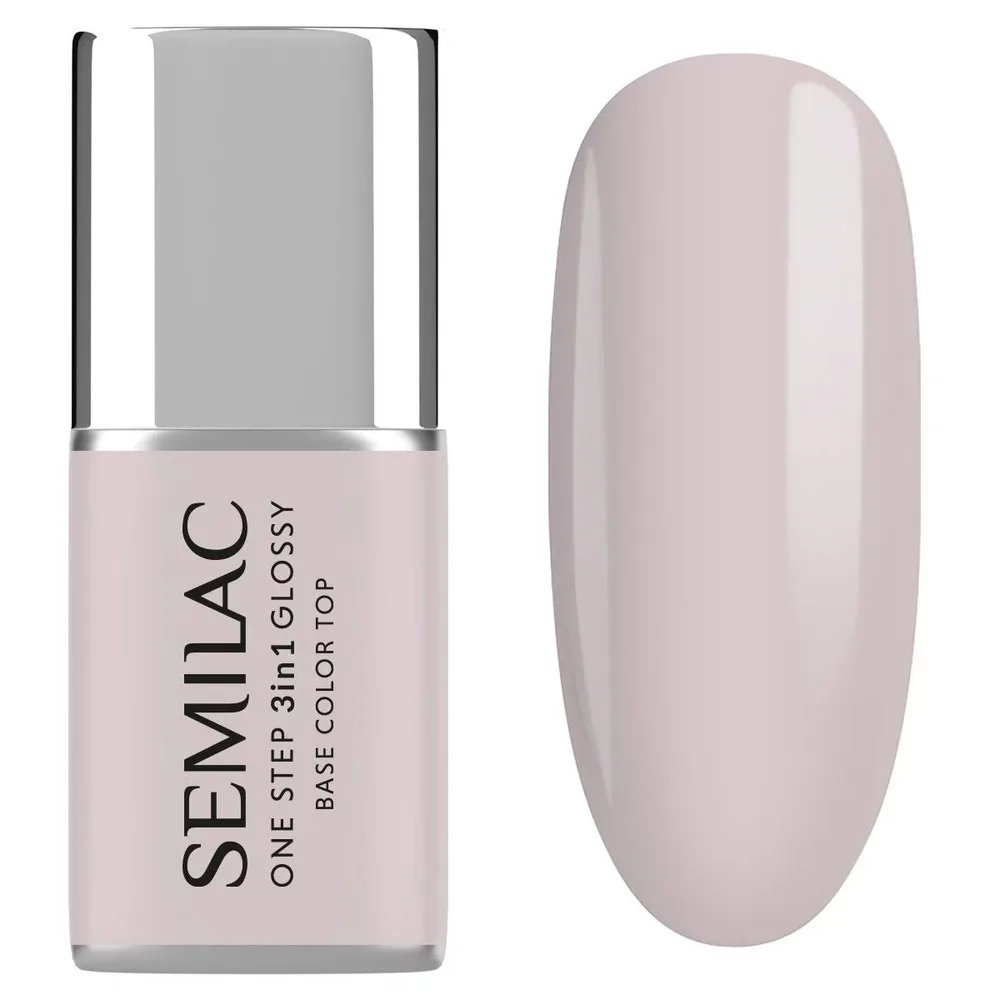 Гель-лак для ногтей Semilac One Step 3 в 1 Glossy полупрозрачный розовый, оттенок Barely Pink, 7 мл