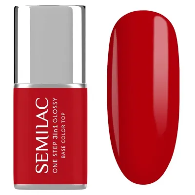 Гель-лак для ногтей Semilac One Step 3 в 1 Glossy классический алый, оттенок Scarlet, 7 мл