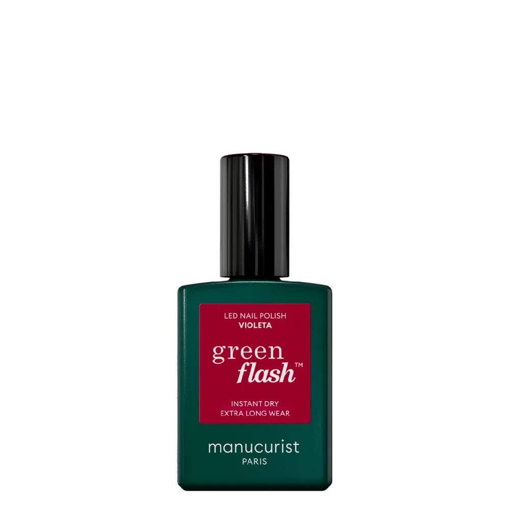 Лак для ногтей Manucurist Green Flash Violeta полуперманентный, LED-полимеризация, бордово-фиолетовый, 15 мл