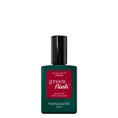 Лак для ногтей Manucurist Green Flash Violeta полуперманентный, LED-полимеризация, бордово-фиолетовый, 15 мл