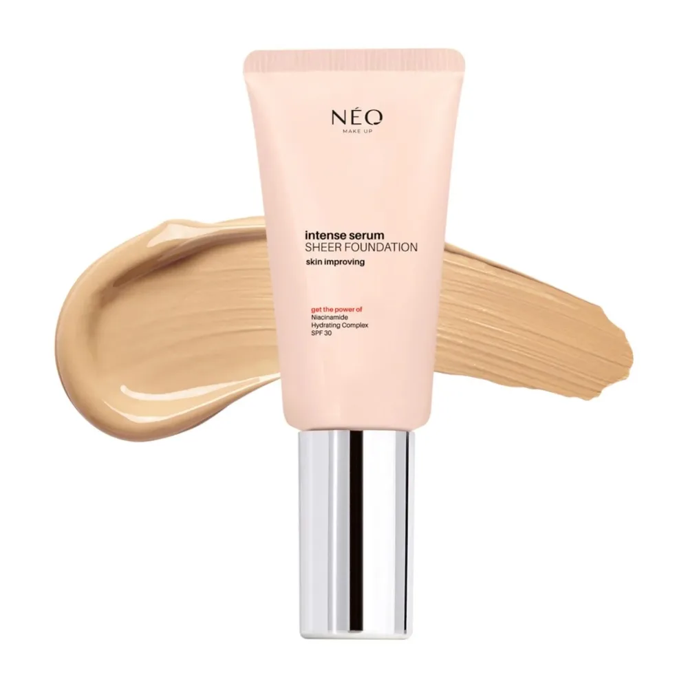 Тональный крем для лица NEO MAKE UP Intense Serum Sheer Foundation 02 лёгкое покрытие, SPF 30, сияющий финиш, 30 мл