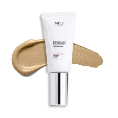 Тональная основа для лица NEO MAKE UP Intense Serum Satin Foundation 02 сатиновый финиш, с ниацинамидом, 30 мл