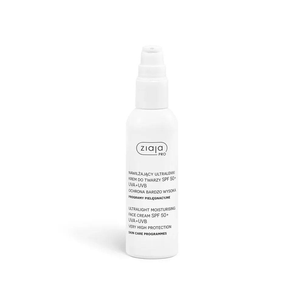 Крем для лица Ziaja PRO ультралёгкий солнцезащитный SPF 50+ UVA/UVB под макияж, 90 мл