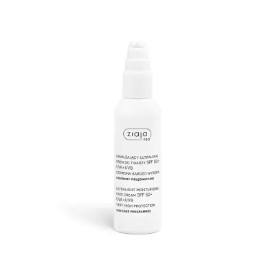 Крем для лица Ziaja PRO ультралёгкий солнцезащитный SPF 50+ UVA/UVB под макияж, 90 мл