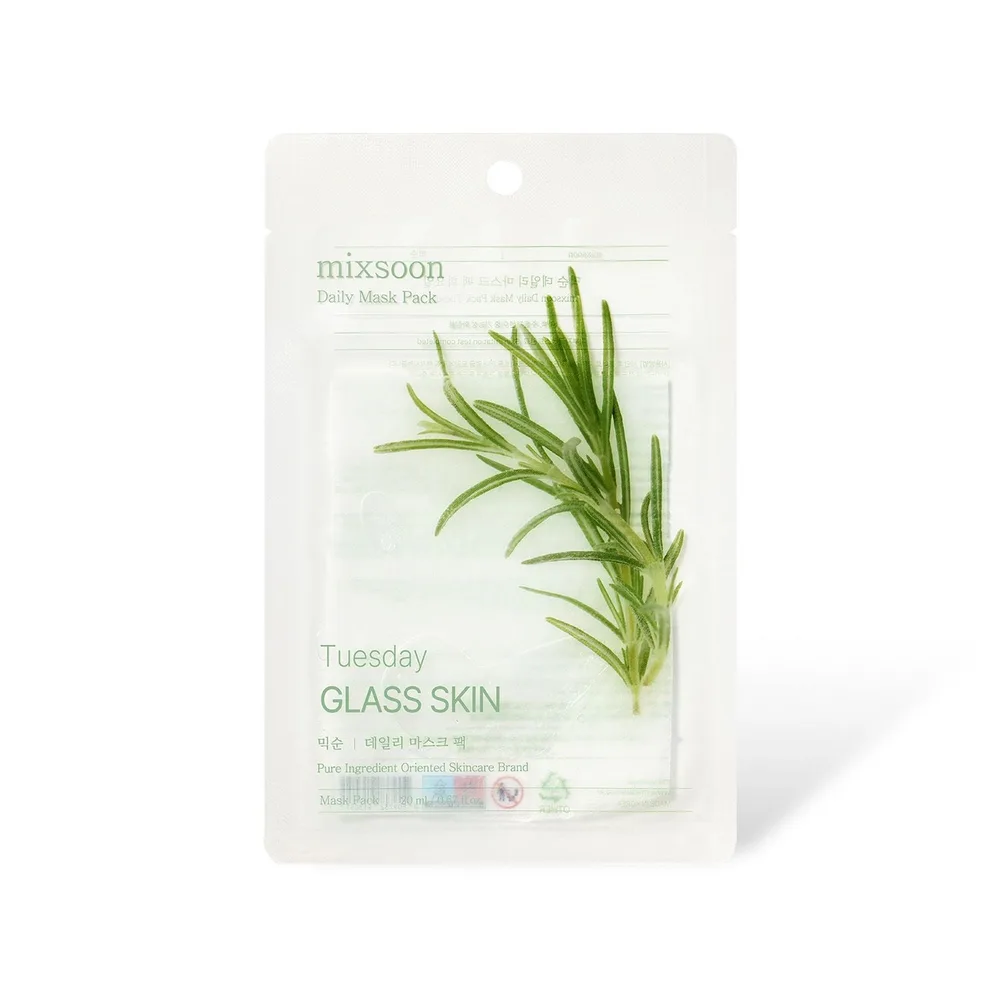 Маска для лица mixsoon Daily Mask Pack Tuesday Glass Skin тканевая для сияния и ровного тона, 10 шт