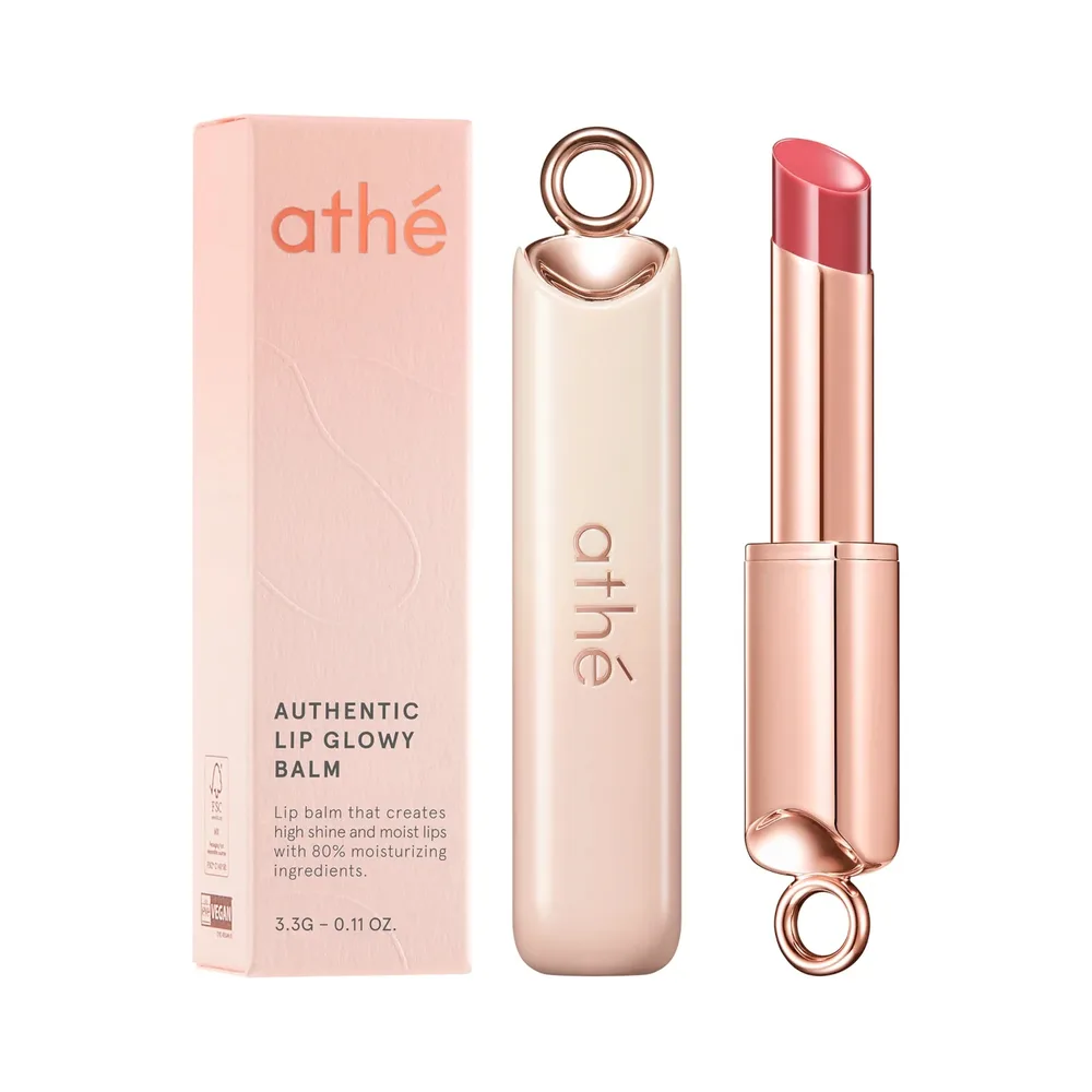 Бальзам для губ Athe Authentic Lip Glowy Balm сияющий веганский Baby 01, эффект гладких губ, 3,3 г