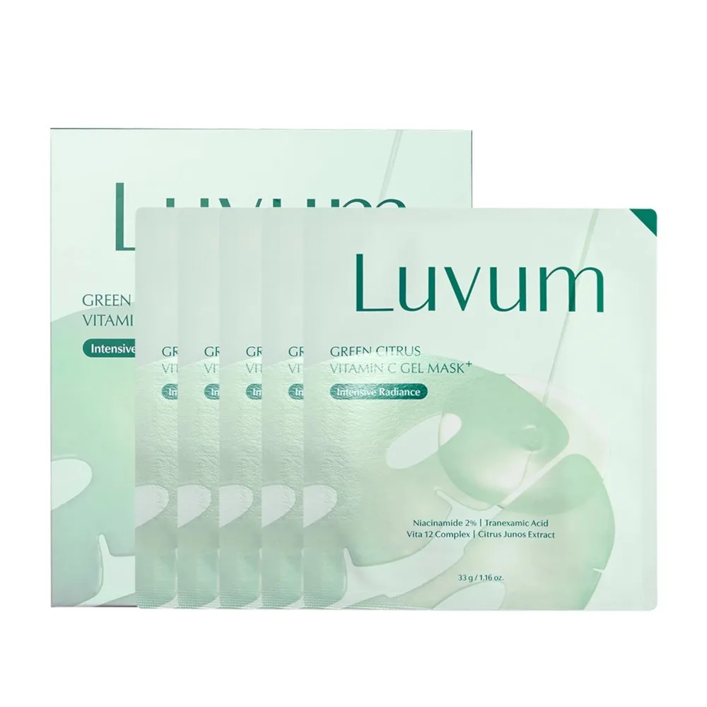 Маска для лица Luvum Green Citrus Vitamin C Gel Mask Plus гидрогелевая, с витамином C, 5 шт