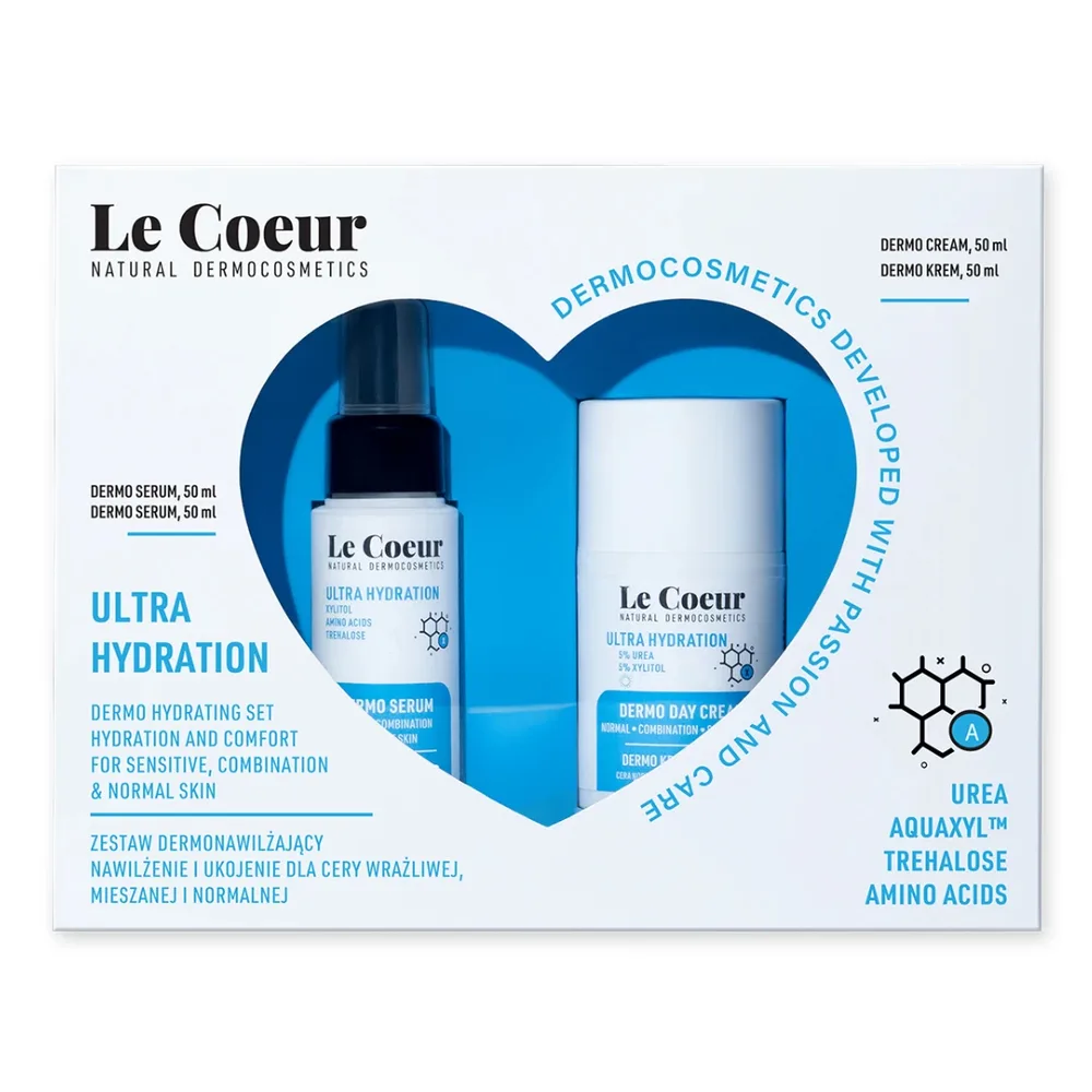 Набор для лица Le Coeur Ultra Hydration увлажняющий: сыворотка и дневной крем, 50 мл + 50 мл